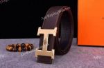 Copy Hermes Brown Leather Belt with Gold 'H' buckle - For Sale